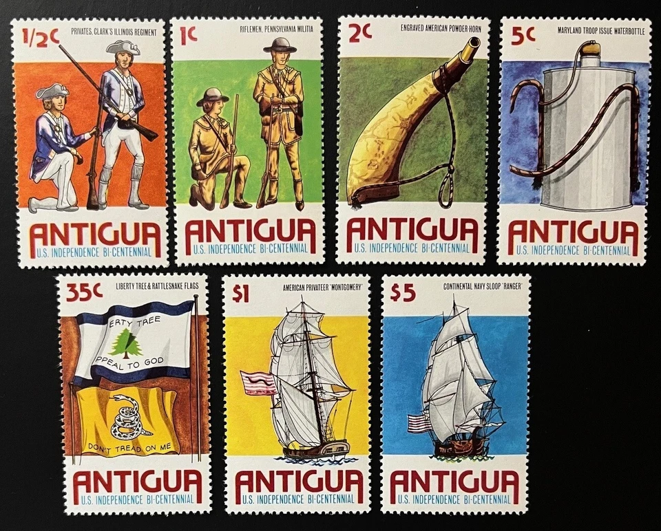 Antigua 1976 complete set of 7 Scott 423-29 Bicentennial VF MNH - Image 1 of 1