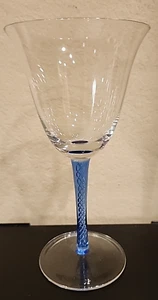 BLUE AIR TWIST STEMMED FLARED WINE GLASS/GOBLET 8 1/4" ~4 1/4 RIM~GUC - Picture 1 of 9