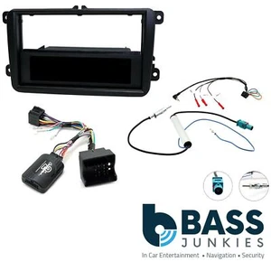 Car Stereo Single or Double Din Fascia & Steering Wheel Kit For VW POLO MK5 MK6 - Picture 1 of 1