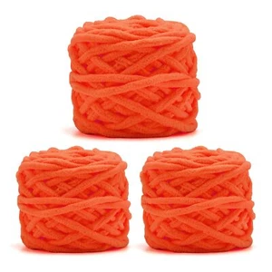 Blanket Yarn 3 Pack of 100g/3.5oz - Orange Chenille Yarn 6 Super Bulky - Knit... - Picture 1 of 7