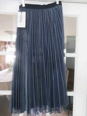 Новый с Ярлыками великолепный выходные Max Mara плиссированные тюль темно-синий/белый юбка женский размер M - Изображение 1 из 4