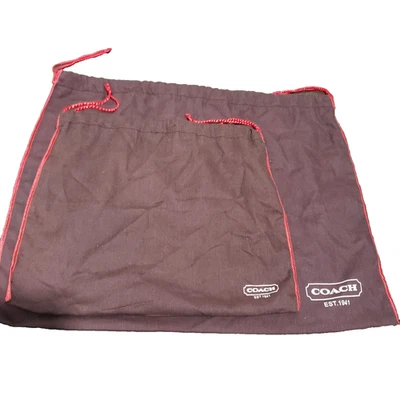 Juego de 2 fundas antipolvo Coach marrón/rojo con cierre de anillo 15"x18,5" 10,5"x13" Foto 1 de 4