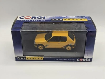 Peugeot 205 Rallye UK Express Yellow 1:43 Corgi Vanguards Lim. Edition In Box - Immagine 1 di 4