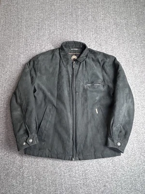 VTG Suede Jacket Mens Small Black Waxed Lined Insulated Made In Korea 80’s 90’s - Image 1 of 4