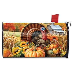 Briarwood Lane Wild Turkey and Pumpkins Mailbox Cover - Picture 1 of 3