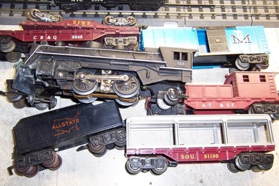 Marx Locomotive 666 Unidade de fumaça fundida Allstate Tender Cars grande conjunto calibre O - Imagem 1 de 4