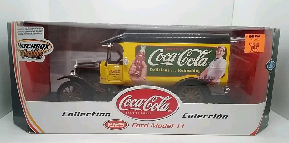 Matchbox Collectibles Coca-Cola yellow/black 1925 Ford Model TT 2002 9" long MIP - Image 1 of 4