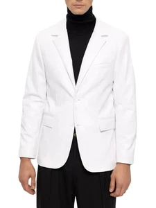 Weißer Herren Leder Blazer Jacke - 100% echtes Lammleder weicher Zweiknopf Mantel - Bild 1 von 14