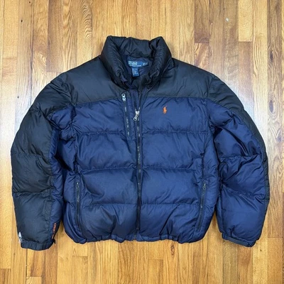 Vintage 90s Polo Ralph Lauren Puffer Coat Mens 2XL Soft Shell Down Fill Blue - Image 1 of 4