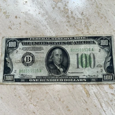 1934 $100 Small Size Federal Reserve Note - Circulated - Image 1 of 4
