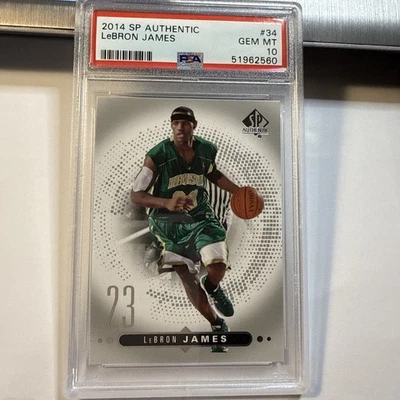 2014 SP Authentic Lebron James #34 Cavs LA Lakers Basketball PSA 10 Gem Mint - Image 1 of 2