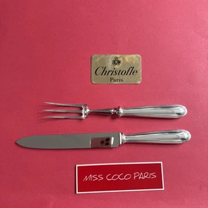 SERVICE GIGOT PERLES 32 ET 28CM CHRISTOFLE FRANCE  BEL ETAT METAL ARGENTÉ - Picture 1 of 7