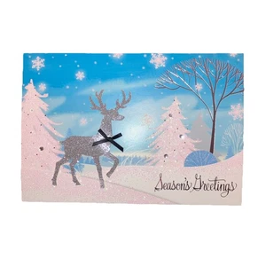 3-D Hallmark Weihnachten Weihnachtskarten Umschläge Silber Rentier Baum Schnee Neu - Bild 1 von 6