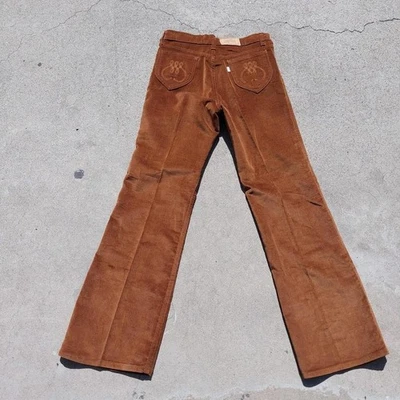 Vintage 70s Levi's Student. Velvet Velour. Embroidered Butt Pockets. White Tab - Image 1 of 4