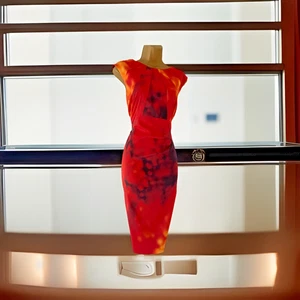 Karen Millen Burnt-Orange Pencil-Wiggle Cocktail Dress UK 16 (US 12) EUR 44 - Picture 1 of 18