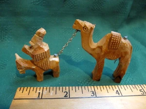 Vtg Olive Wood Camel & Donkey Hand Carved Nativity Caravan Holy Land Christmas - Picture 1 of 11
