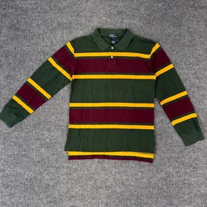 Polo Ralph Lauren Rugby Shirt Green Maroon Yellow Stripes Boys XL 20 Preppy Y2K - Picture 1 of 6