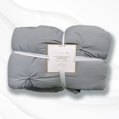 NUEVO Edredón Pottery Barn Teen Microfibra Pintuck Twin XL Gris Foto 1 de 3