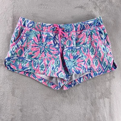 Pantalones Cortos Lilly Pulitzer Vina Para Mujer Talla Grande Rosa Azul Floral Terry Informales Foto 1 de 4