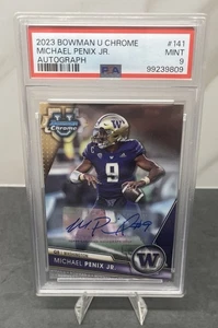 2023 Bowman U Chrome Michael Penix Jr. Auto - PSA Mint 9 - Washington & Falcons - Picture 1 of 2