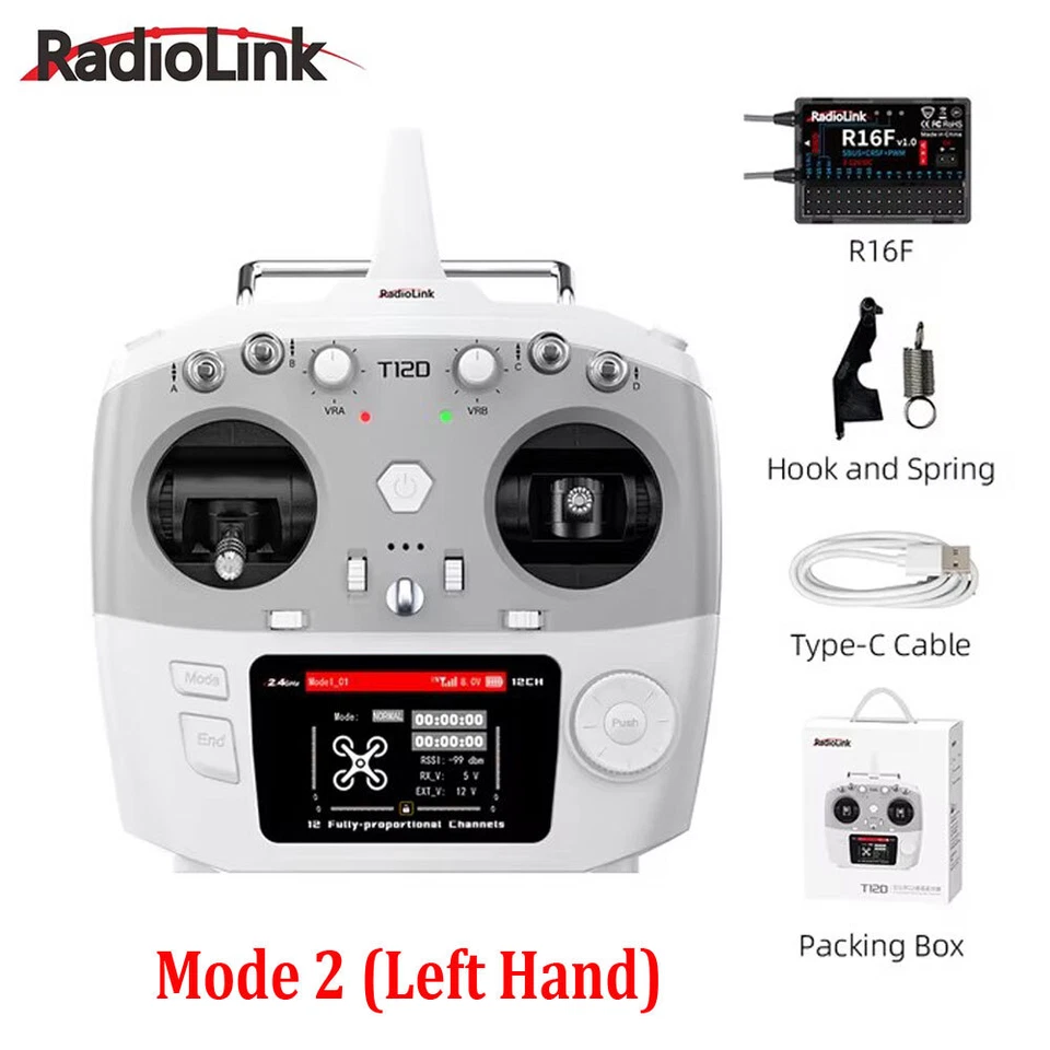 RadioLink T12D 12 Channels RC Transmitter 2.4GHz with R16F Receiver Left Hand - Image 1 of 4