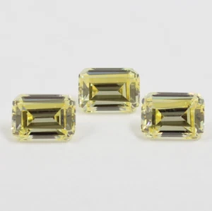 Cubic Zirconia Canary Yellow Emerald Step-Cut 6A Loose Stones(6x4mm - 20x15mm) - Picture 1 of 2