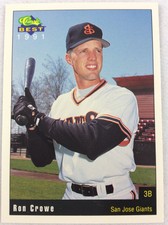 1991 San Jose Giants-Classic BEST Minor League Baseball Card-Ron Crowe