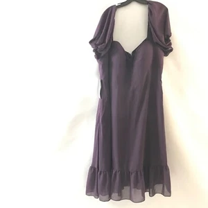 Azazie Baby gerafftes Chiffon wadenlang Brautjungfer formelles Kleid Größe 24 Pflaume Kleid - Bild 1 von 8