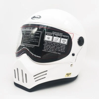 Full face motorcycle helmet with black+clear mask vintage custom - Image 1 of 4