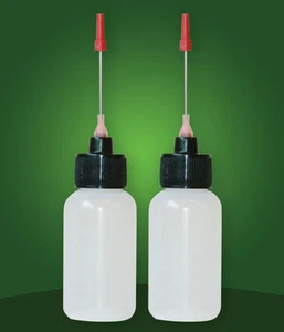Due bottiglie da 1 oz con dispenser punta ago in acciaio inox per olio orologio cappotto - Foto 1 di 3