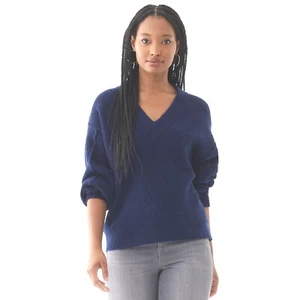 Scoop Women’s V-Neck Bouclé Sweater, Navy, XXL (20) - Picture 1 of 6
