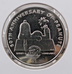 2000 Niue $ 1 dollaro 50° anniversario Peanuts Snoopy Pobjoy 39 mm KM# 115 SP3386 - Foto 1 di 2