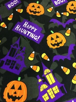 SCRUB TOP SIZES: XS, S, M, L, XL HALLOWEEN PUMPKIN BAT NWT NURSE VET DENTAL CNA - Image 1 of 4