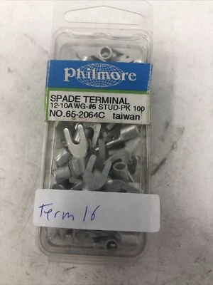 PHILMORE SPADE TERMINAL 12-10 AWG #6 STUD .65-2064C 100PK - NOS - Image 1 of 2