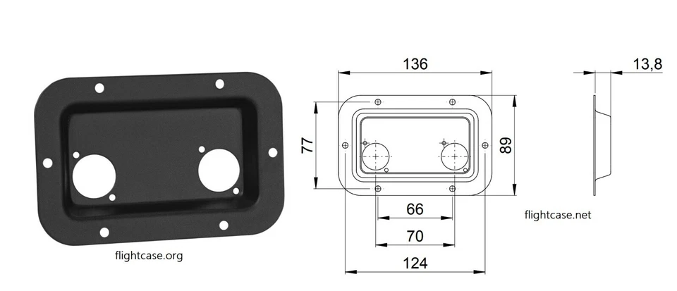 FC FLIGHTCASE CENTER VASCHETTA AD INCASSO PER CONNETTORI neutrik xlr speakon