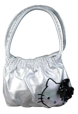 Borsa Mini Bubble Argento Hello Kitty Con Fiocco Di Paillettes Nere - Immagine 1 di 2