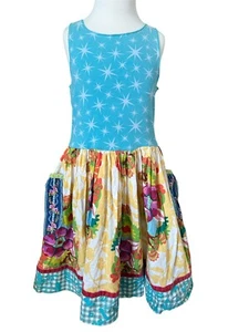 Matilda Jane Platinum Mediterranean Floral Tank Dress EUC Size 8 # 4/15 - Picture 1 of 5