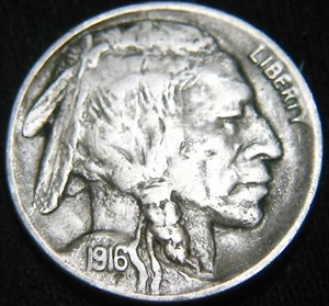 FULL HORN Tougher Date 1916-D BUFFALO NICKEL 5¢ FREE SHIPPING! KN58UN - Picture 1 of 2