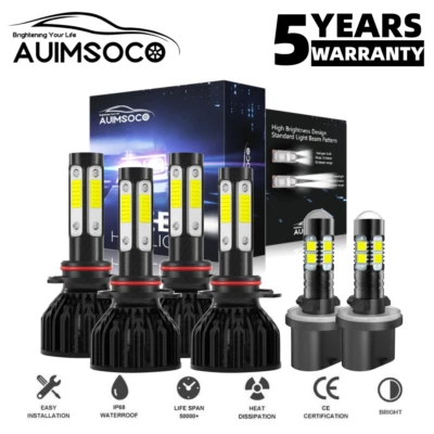 For Pontiac Grand Am 1992-1998 4-Side LED Headlight Fog Light Bulbs Bright White - Image 1 of 4