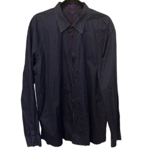 Men's Ted Baker Button Down Dress Shirt Dark Blue/Stripes Size 7 (3XL) - Picture 1 of 11