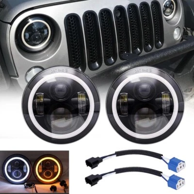 Par de faros LED redondos de 7 pulgadas haz alto/bajo para Jeep Wrangler JK 2007-2018 TJ LJ Foto 1 de 4