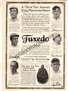 1915 Tuxedo Baseball original large ad - Cobb, Mathewson, Alexander; Huggins - Picture 1 of 1