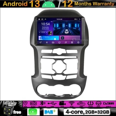 9"Android 13 Autoradio GPS SAT Navi Stereo DAB DVR Carplay For Ford Ranger 12-14 - Bild 1 von 4