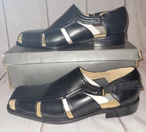 Lucio Ricci sandalo scarpa elegante uomo taglia 10 nero nuovo con scatola - Foto 1 di 11