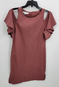 Vestido Sam Edelman para mujer mediano rosa oscuro hombro frío manga volantes funda - Imagen 1 de 7