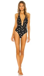 Onia x WeWoreWhat Brooklyn Black Flowers Floral One-Piece Swimsuit M $195 - Picture 1 of 8