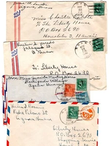 Guam to Hawaii 1945 Collection of 6 Different Commercial Airmail Covers - Picture 1 of 2