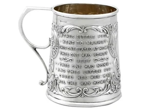 Antique Edwardian Sterling Silver Christening Mug - Picture 1 of 12