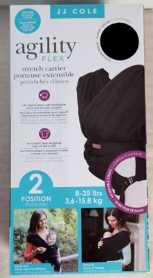 Portabebés JJ Cole Agility Flex Stretch Carrier 2 Posiciones 8-35LBS Negro Foto 1 de 4