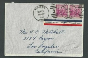 1941 Par de #836 Estampillas Suecas Finlandesas del Tercercentenario en la Cubierta del Correo Aéreo----- - Imagen 1 de 1